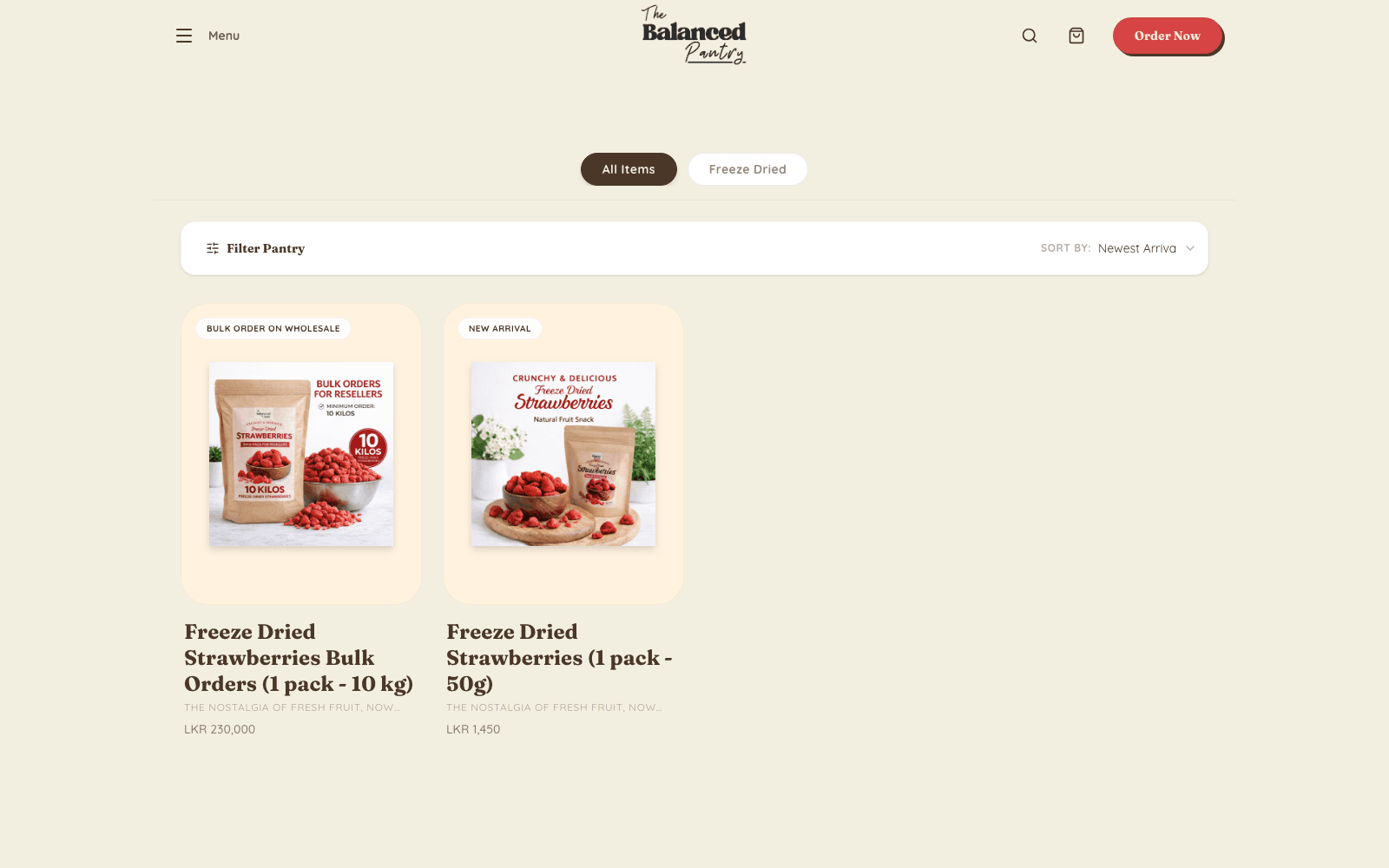 The Balanced Pantry, additional page view